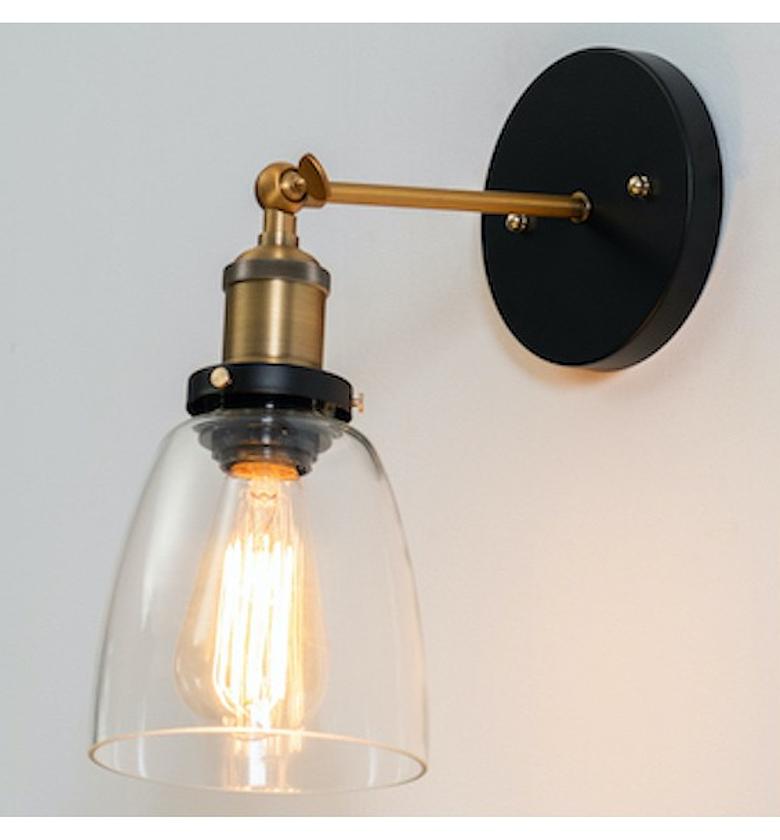 ANTIQUE BRONZE+-BLACK WITH CLEAR GLASS WALL LAMP image