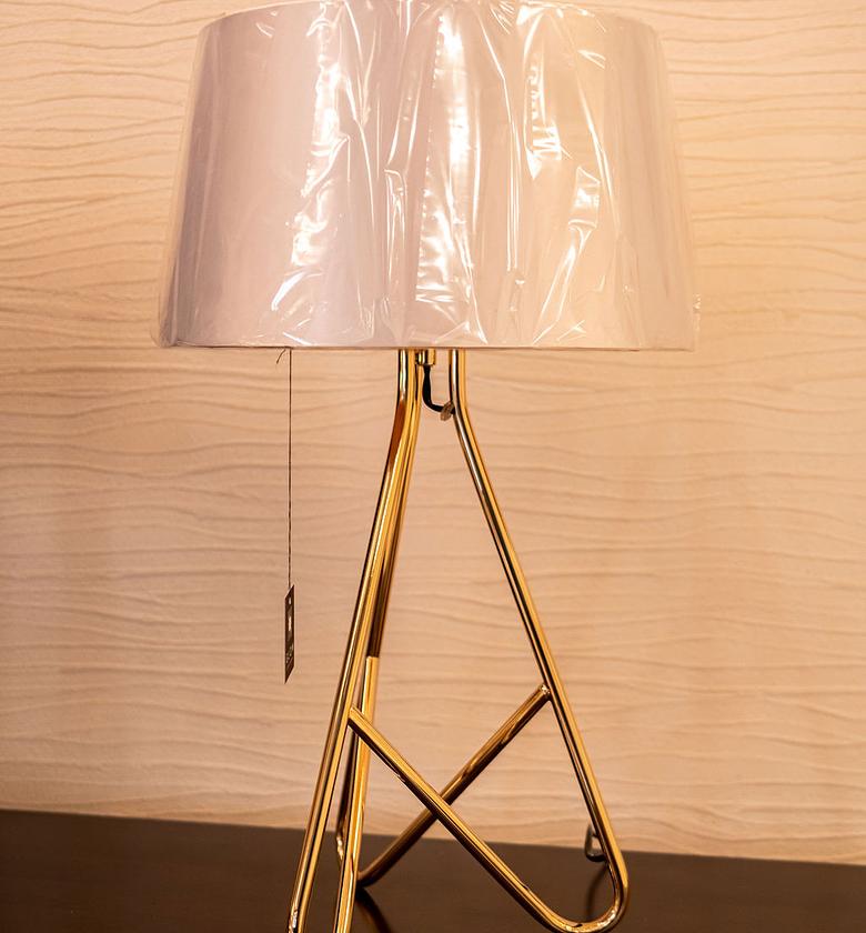 METAL BASE WITH WHITE SHADE TABLE LAMP image