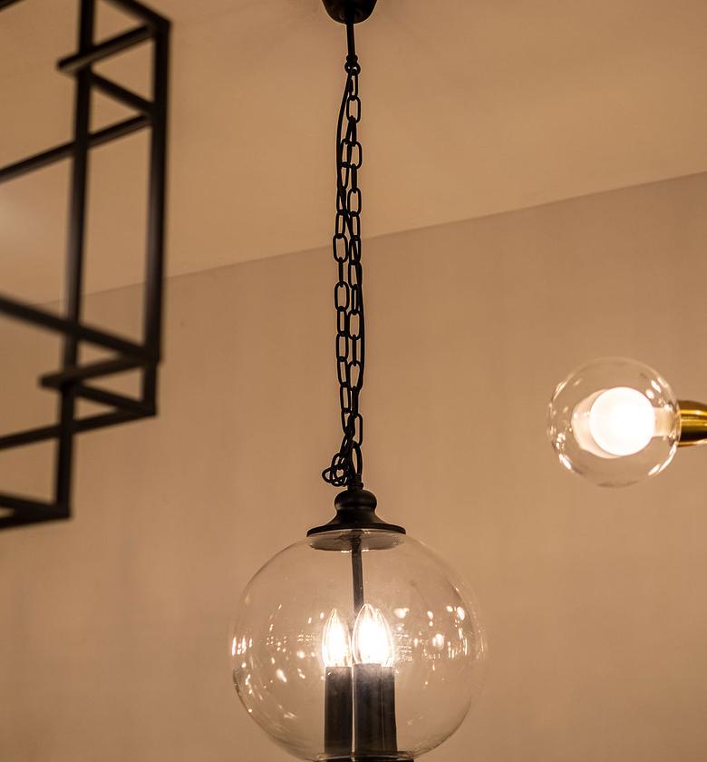 BLACK BASE WITH CLEAR GLASS HANGING PENDANT LAMP image